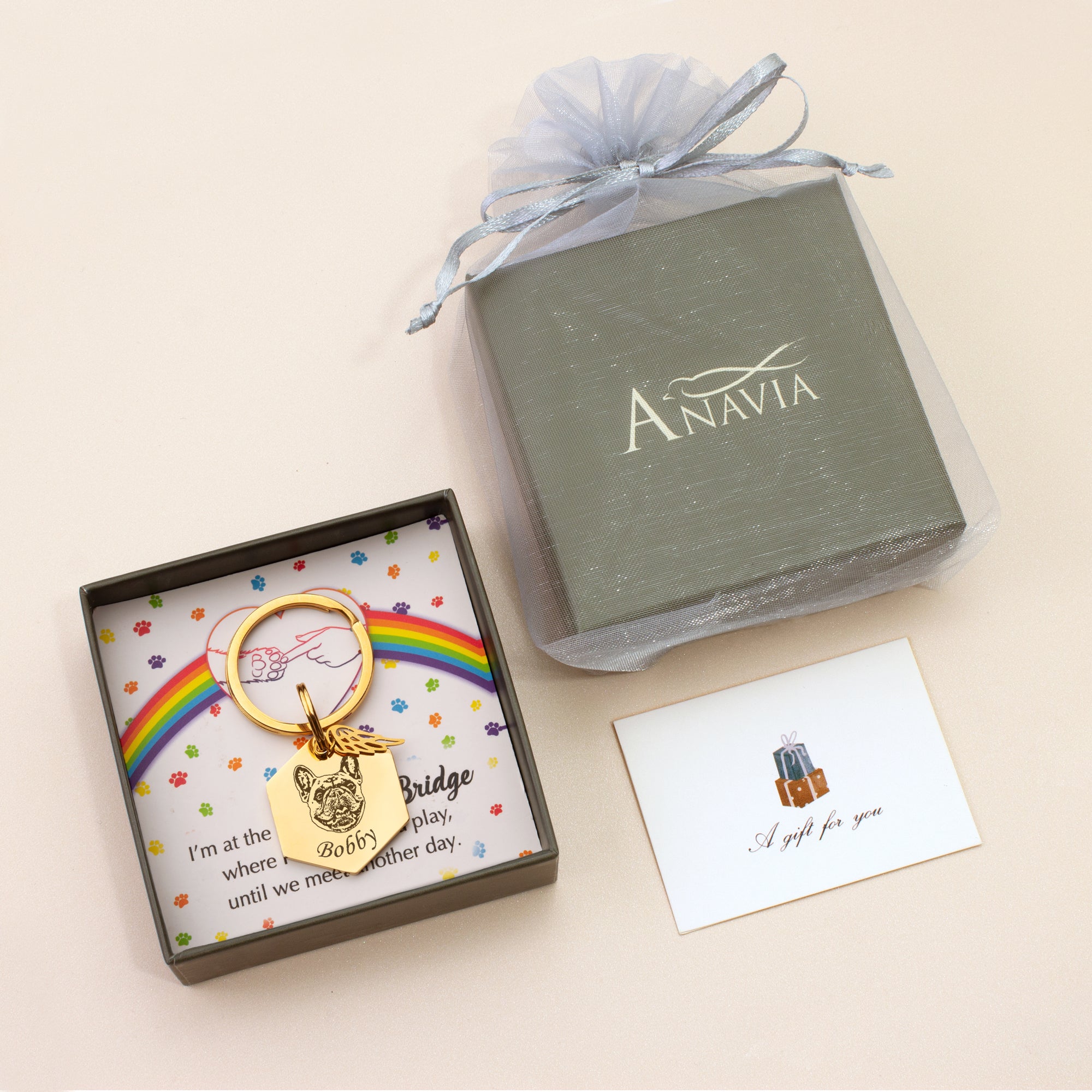 Hexagon Pet Portrait Pet ID Key Chain