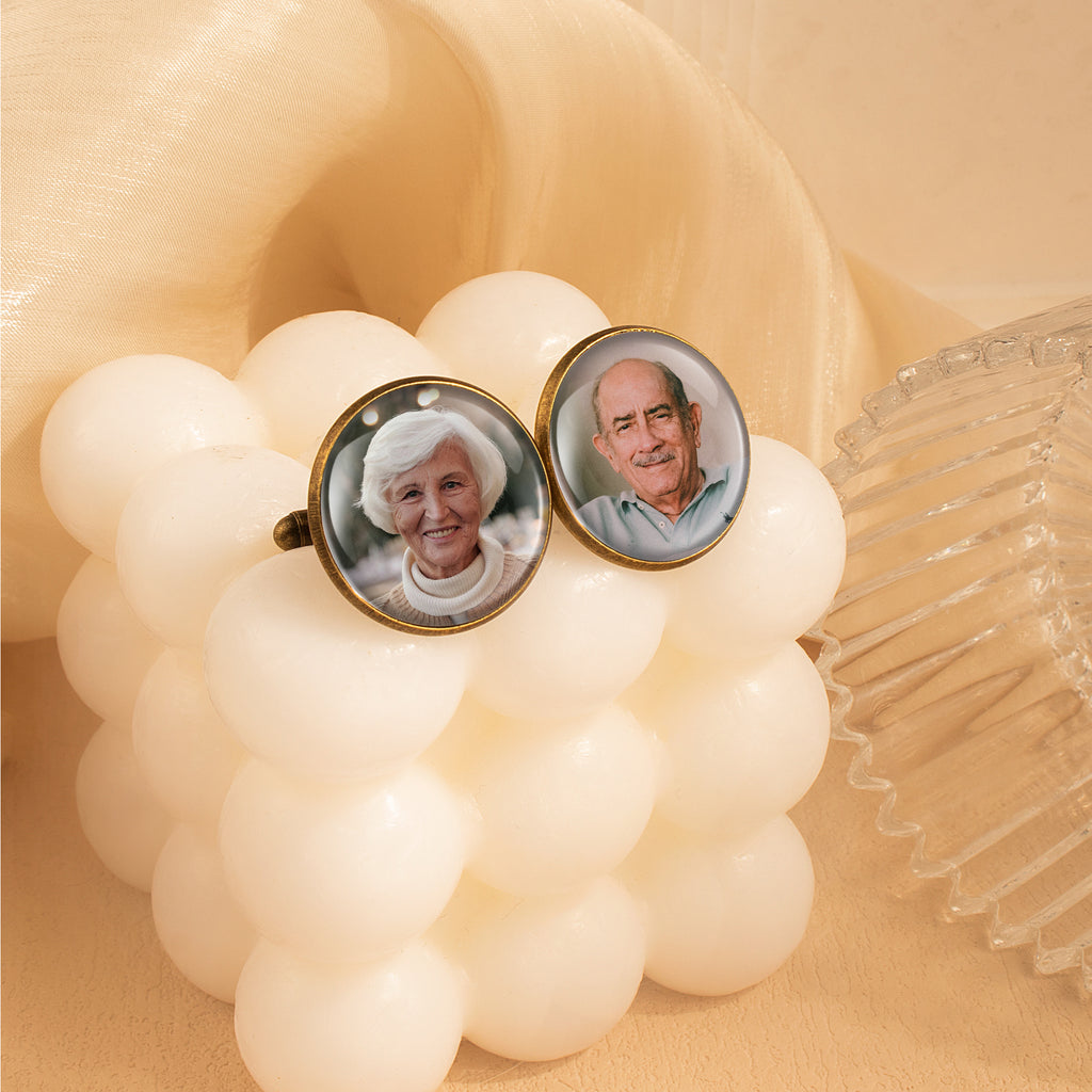 Round Photo Cufflinks with Glass Dome Cab