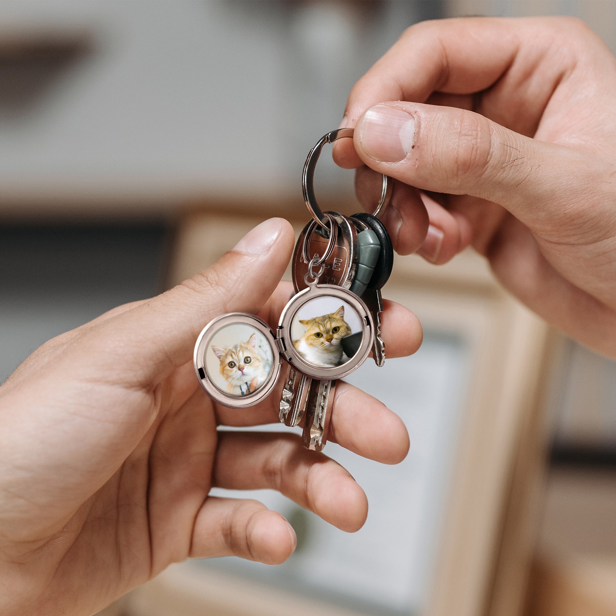 Custom Pet Photo Locket Key Chain