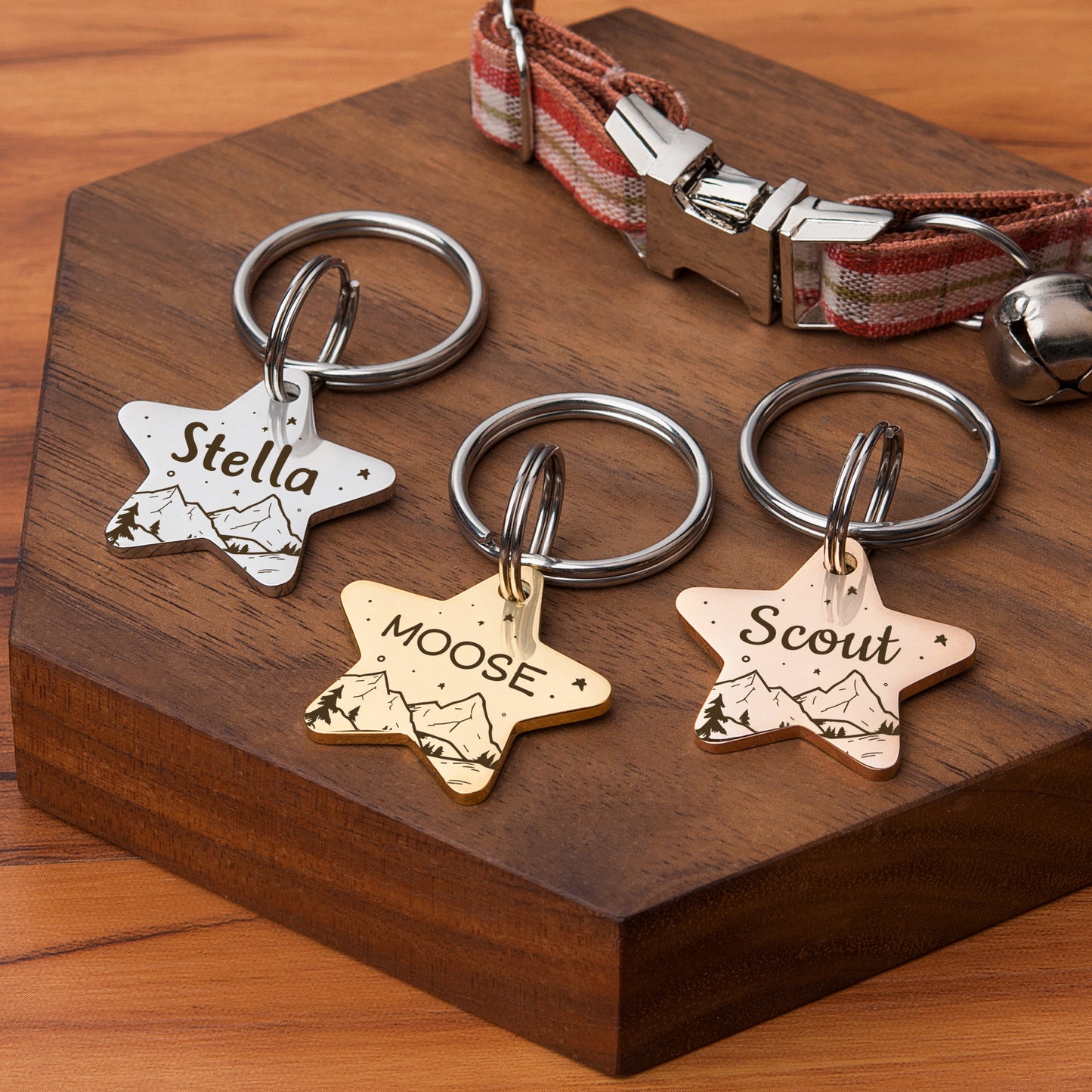 Star Shaped Mountain Starry Sky Themed Pet Tag