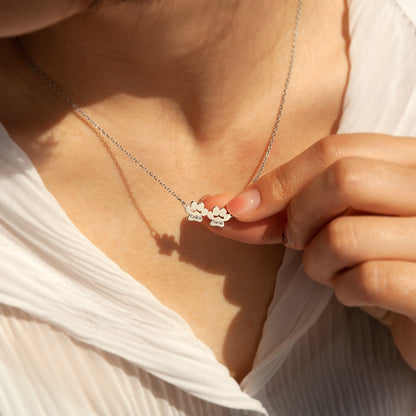 Personalized Horizontal Paw Print Charm Necklace