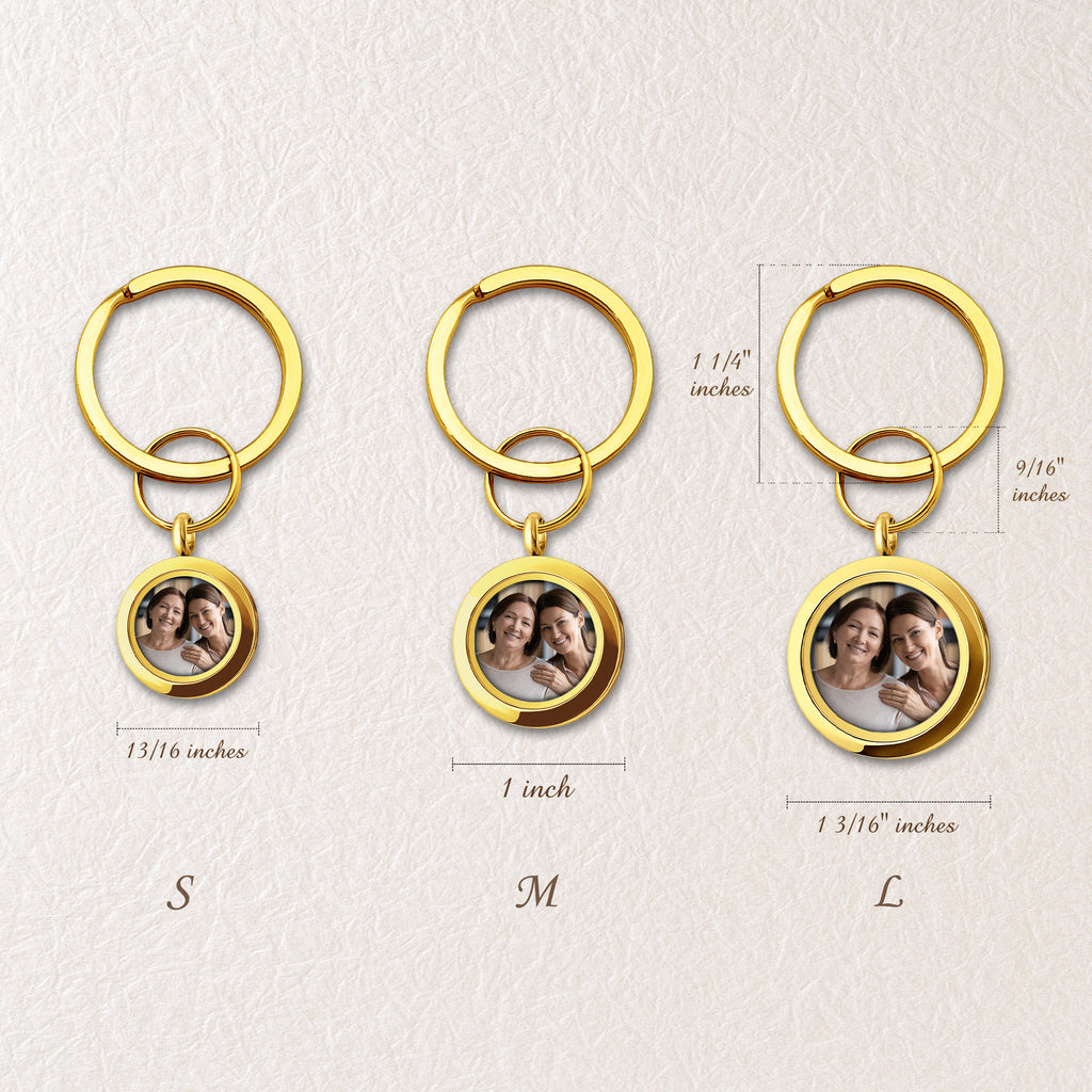 Round Photo Locket Memorial Keychain