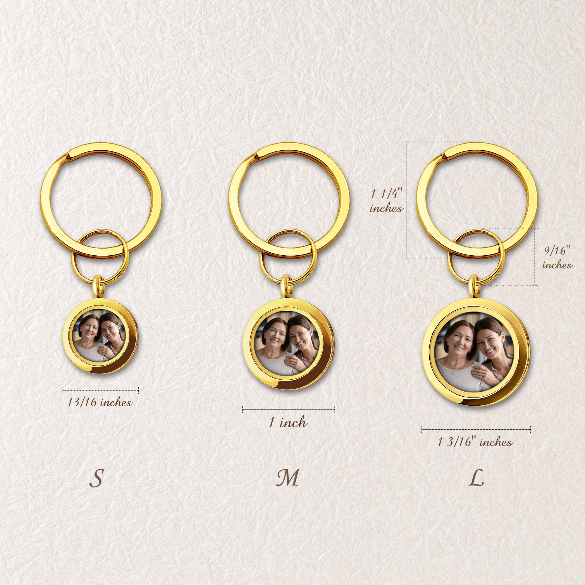 Round Photo Locket Memorial Keychain