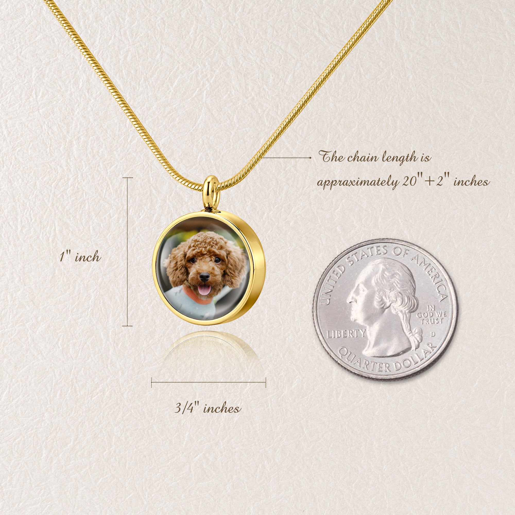 Round Pet Memorial Ashes Holder Necklace with Photo