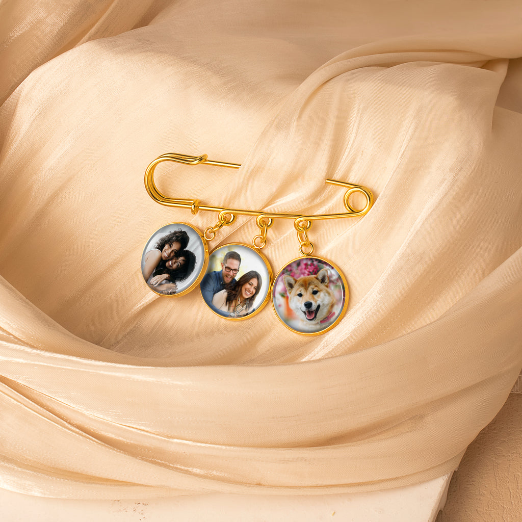 Memorial Photo Brooch Lapel Pin