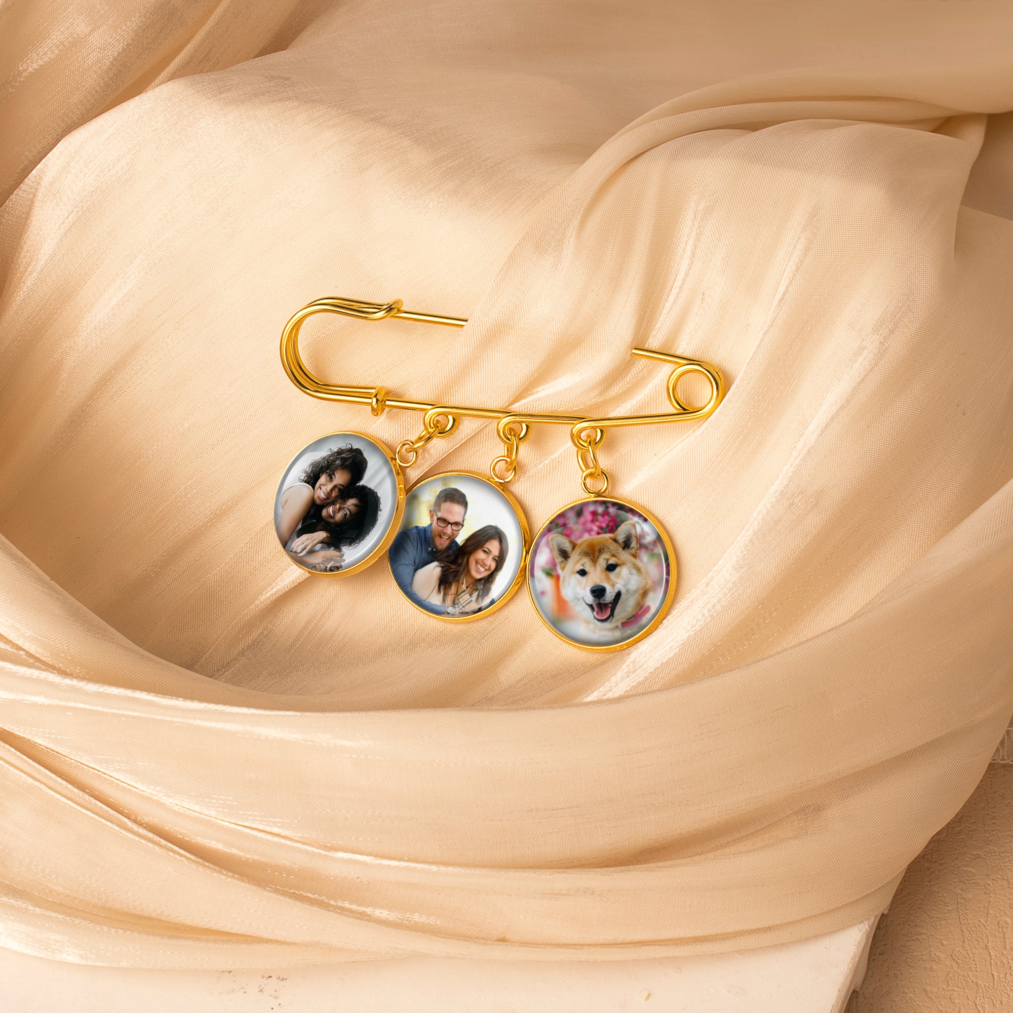 Memorial Photo Brooch Lapel Pin