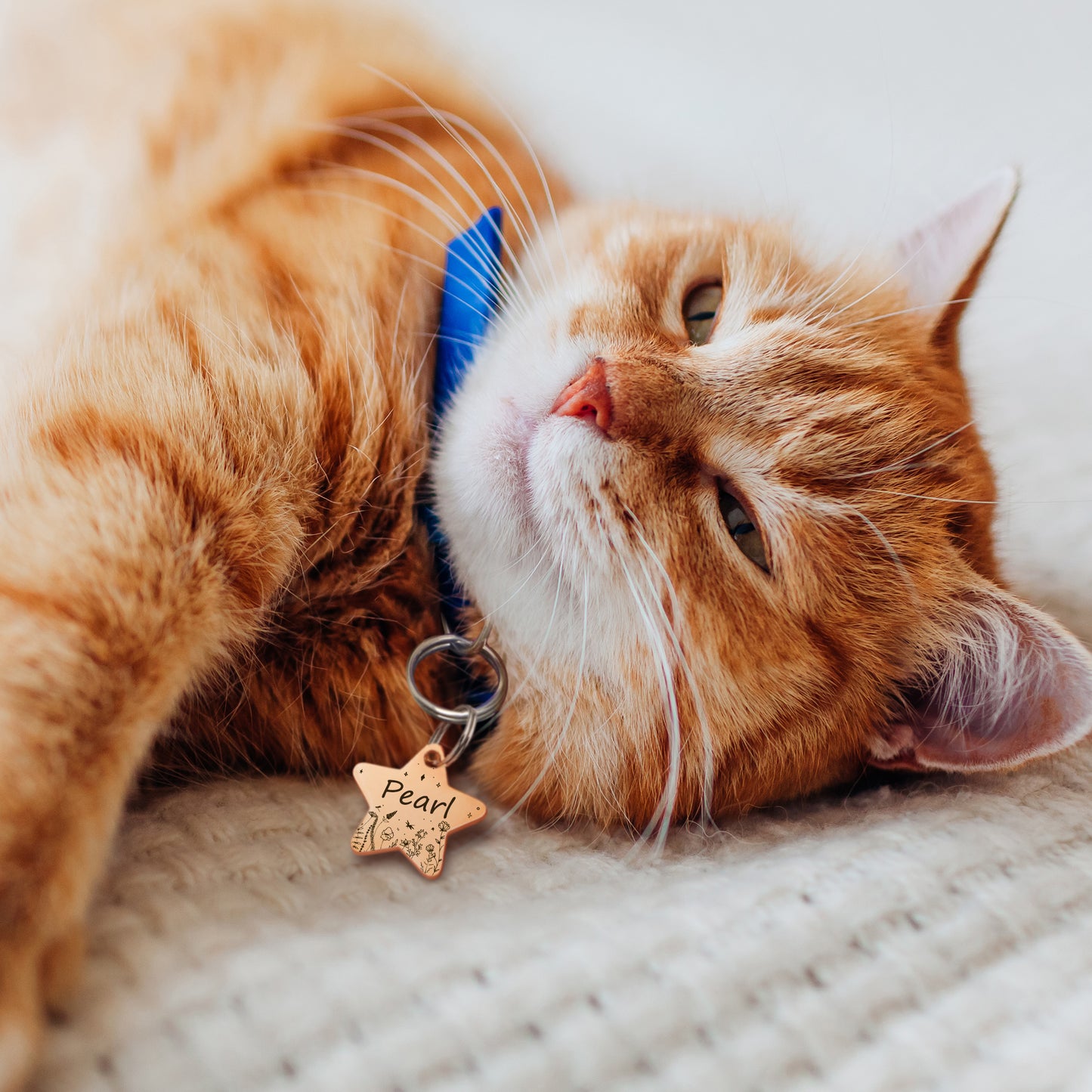 Personalized Wildflowers Star Shaped Pet ID Dog Tag for Cat or Dog