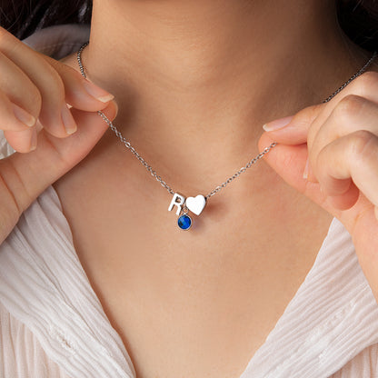 Custom Initial and Birthstone Charm Necklace