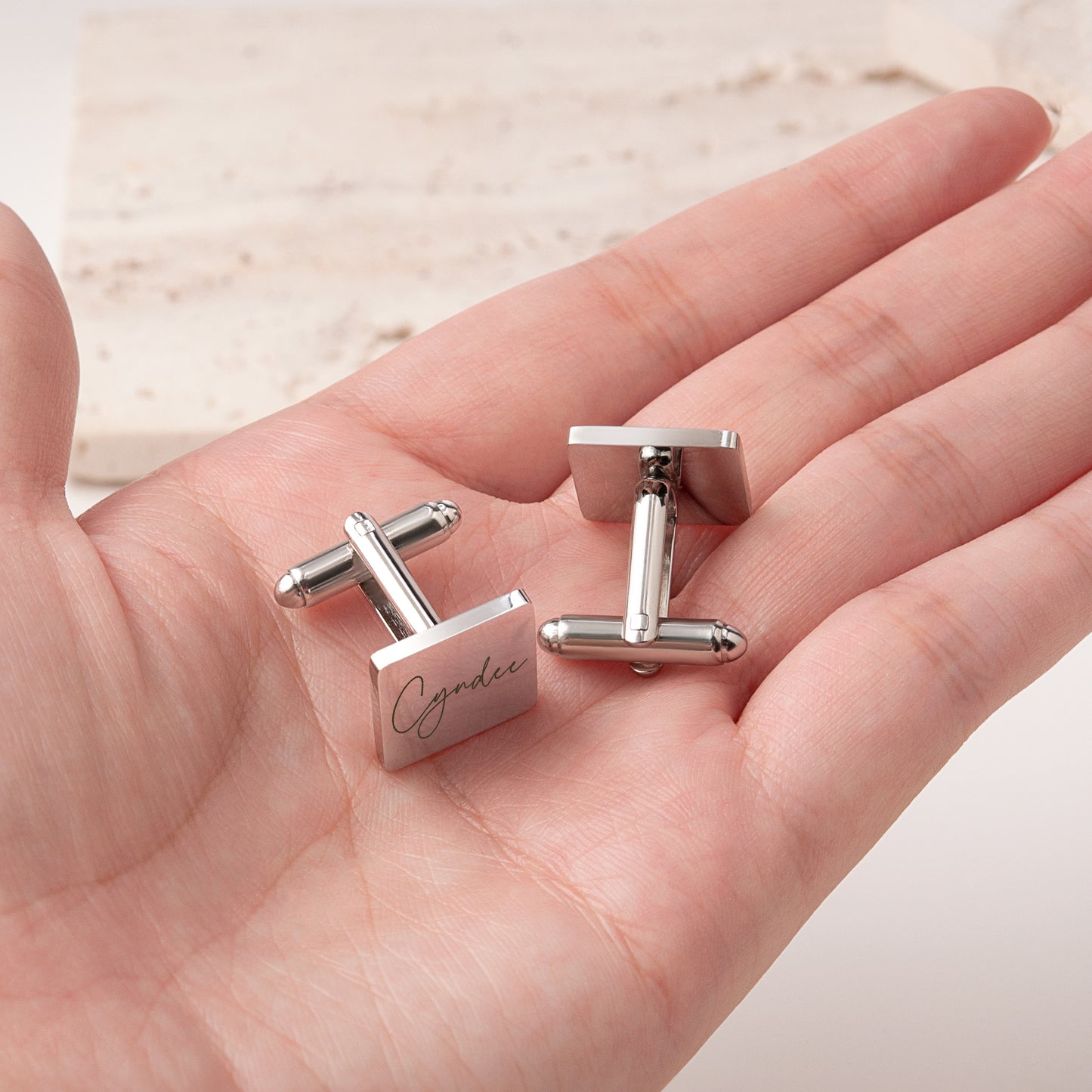 Custom Handwriting and Actual Fingerprint Square Cuff Links