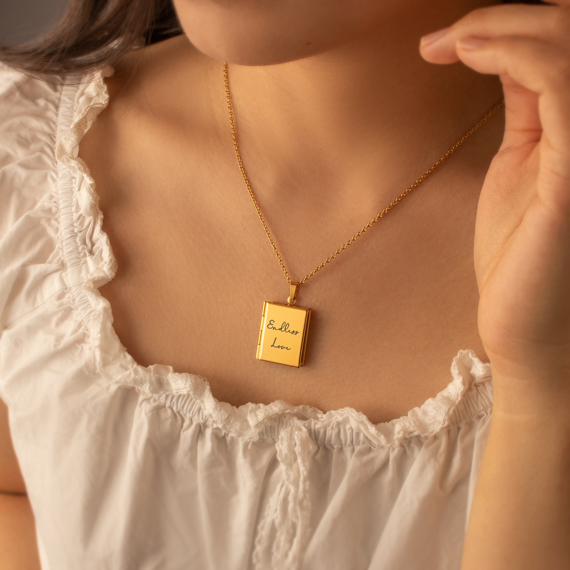 Square Photo Locket Necklace