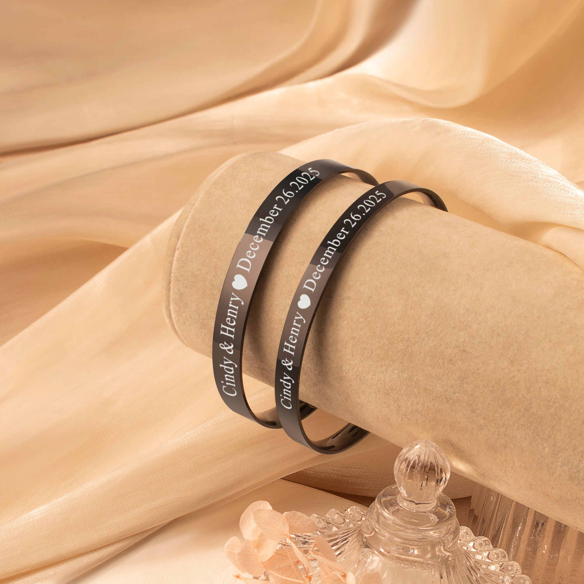 Custom 6mm and 8mm Matching Cuff Bangle Set