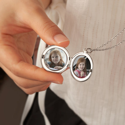 Custom Birth Flower and Name Photo Locket Necklace