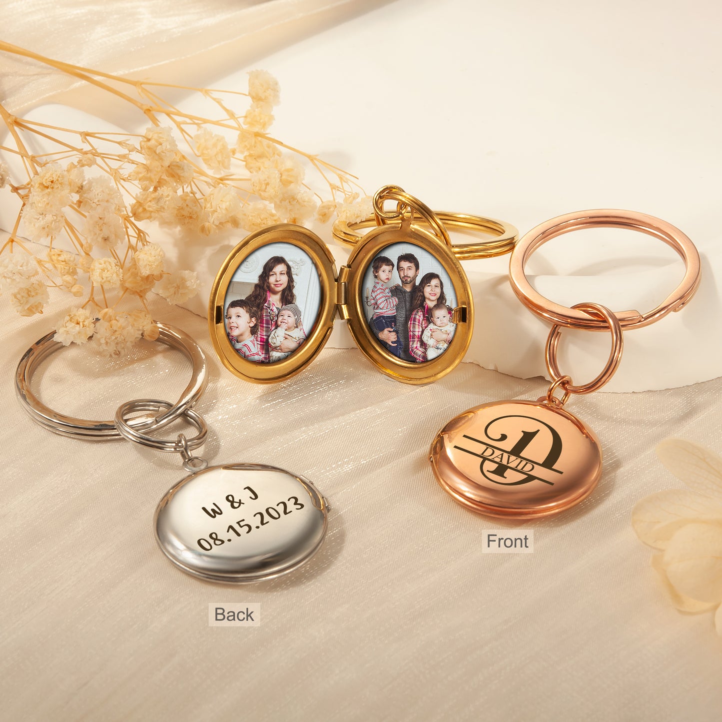 Custom Name Photo Locket Key Chain