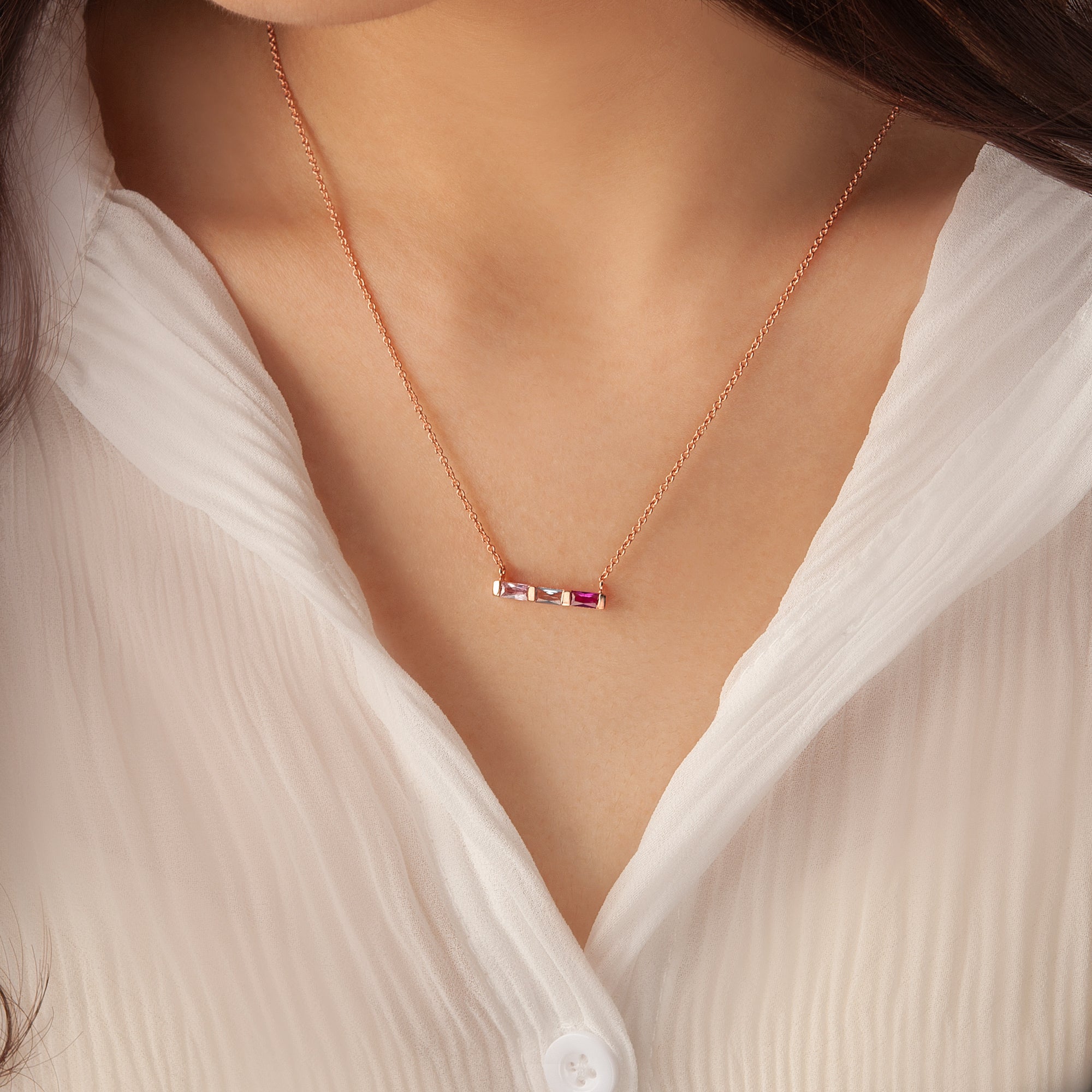 Birthstone Baguette Bar Necklace
