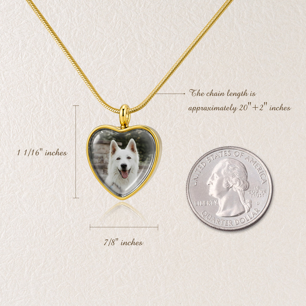 Heart Pet Memorial Ashes Holder Necklace with Photo