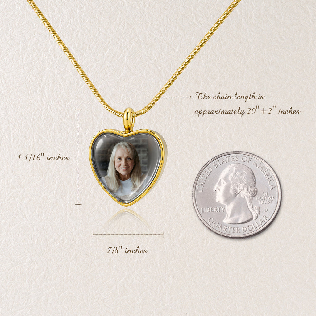 Heart Memorial Ashes Holder Necklace with Photo