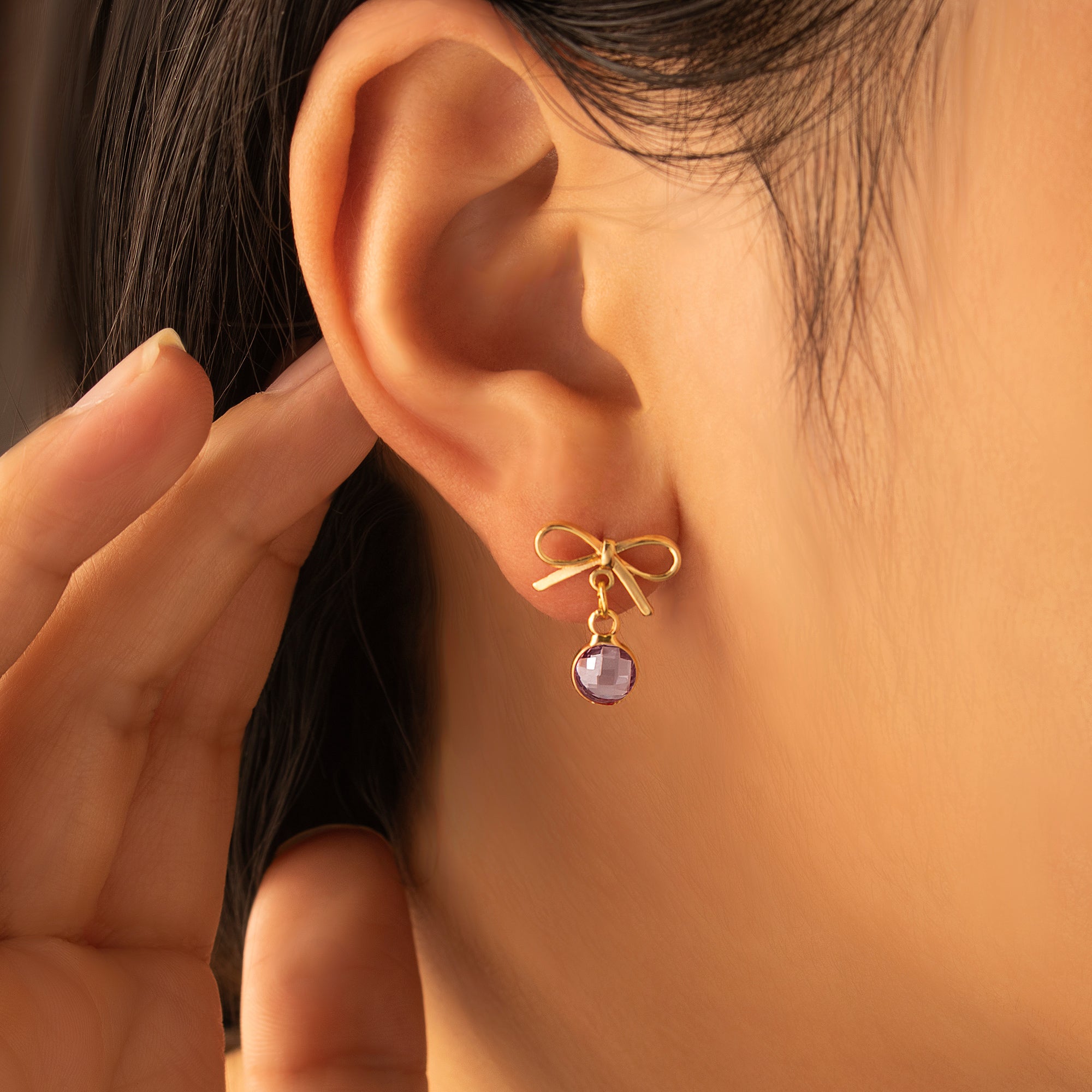 Birthstone Bow Earring