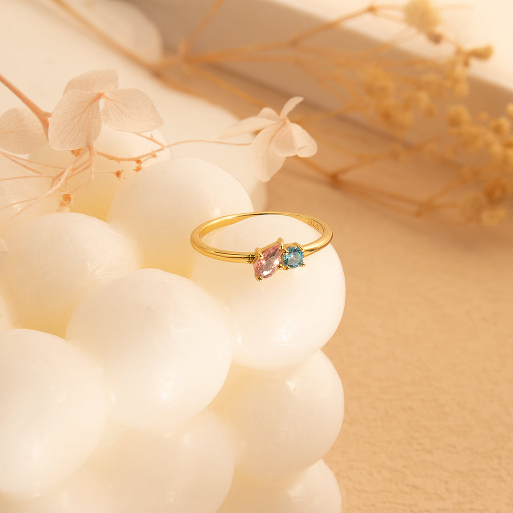 Round & Teardrop Shaped Birthstone Ring