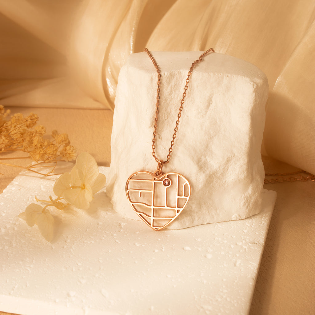 Heart Location Map Necklace
