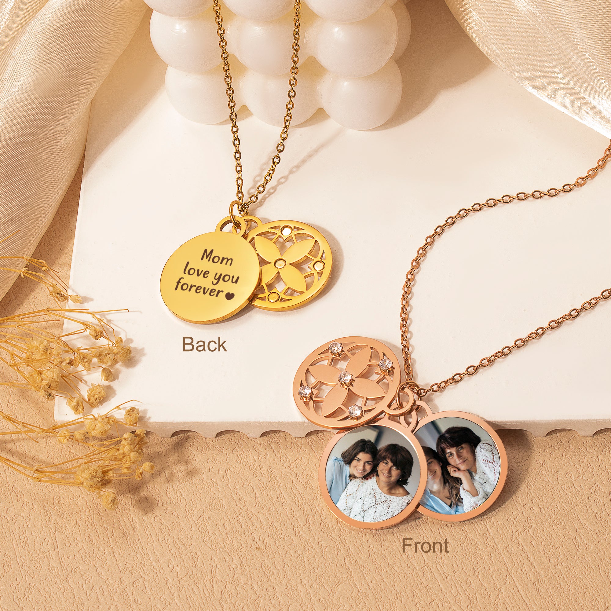 Four Leaf Photo Necklace