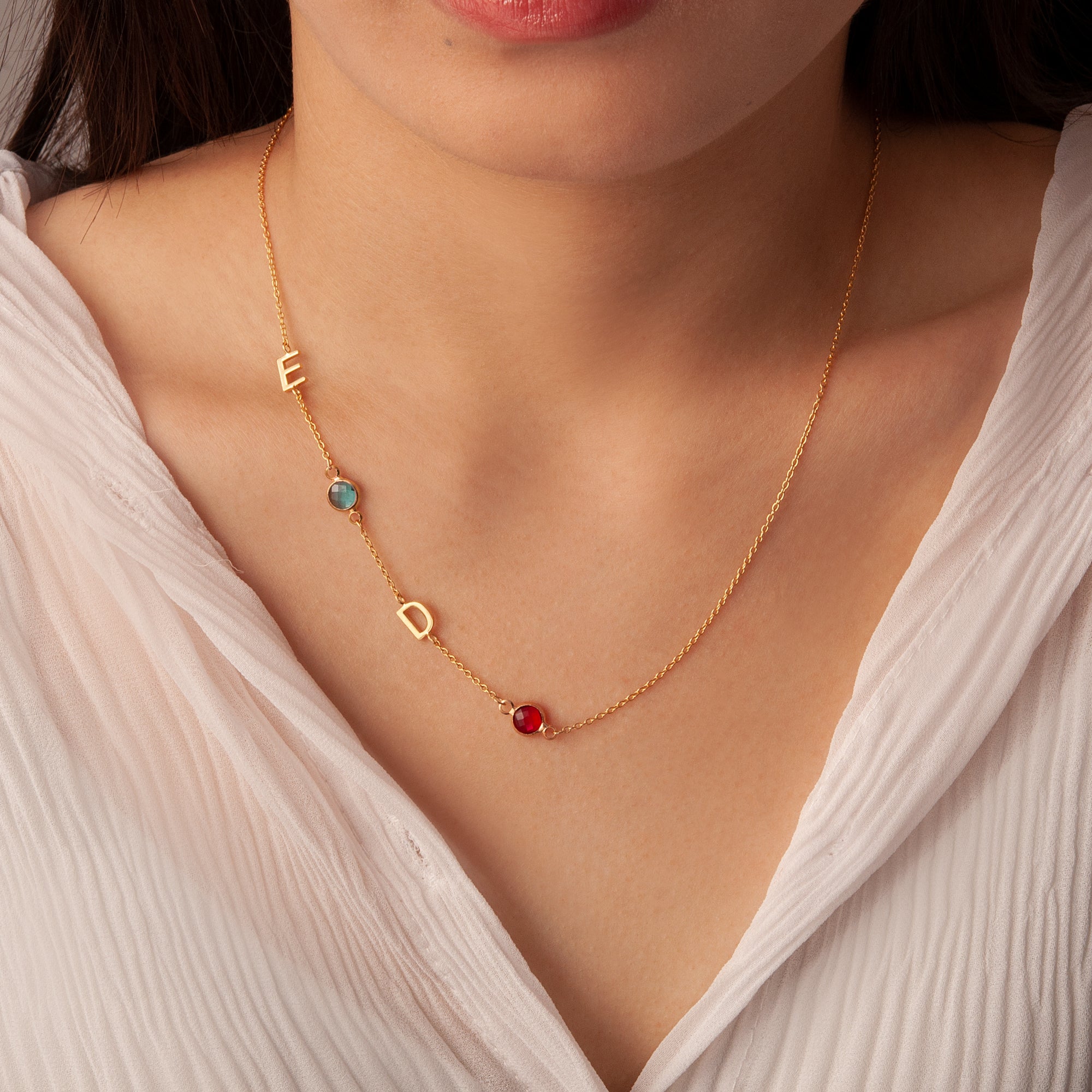 Personalized Charms and Birthstone Necklace