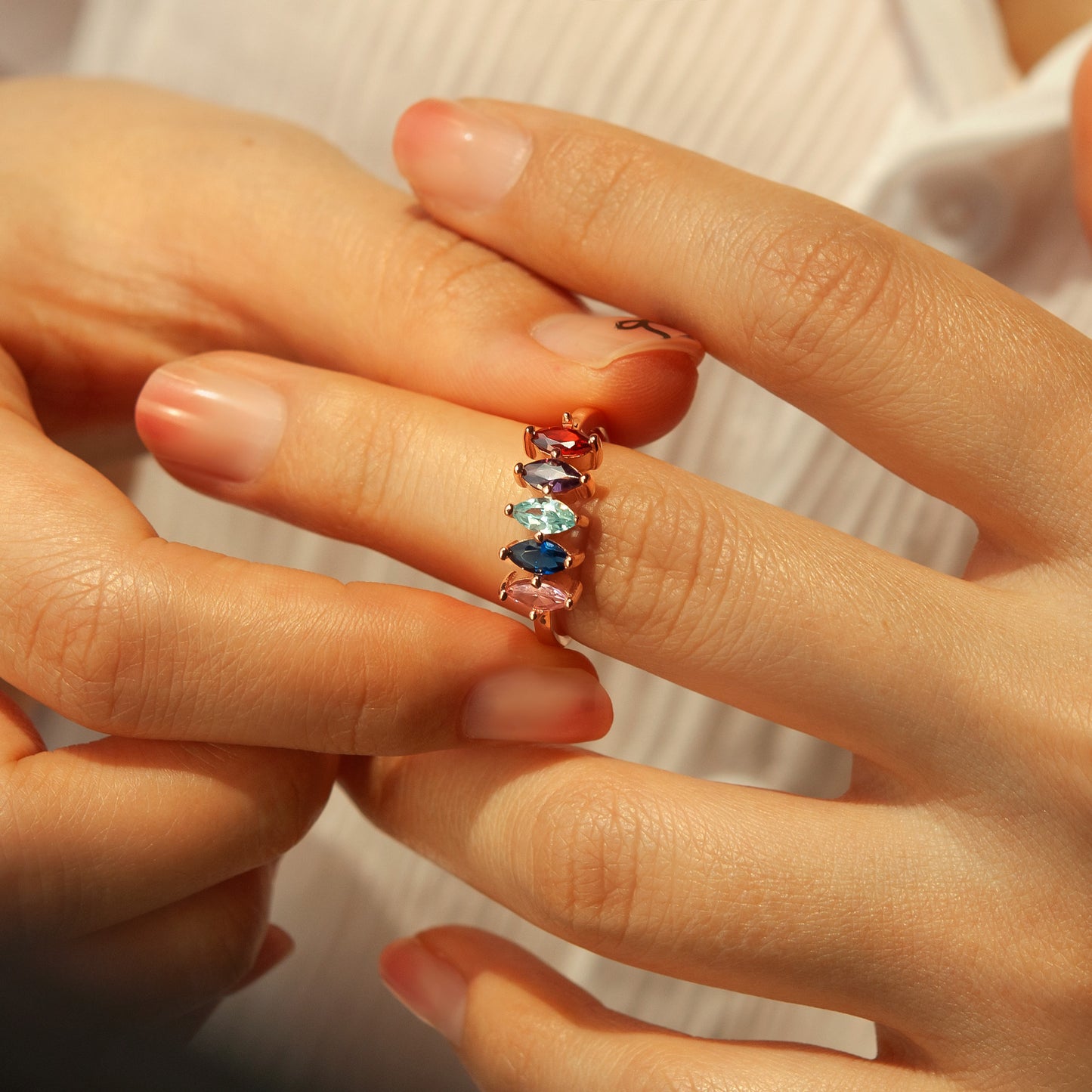 Personalized Diamond Shaped Birthstone Ring