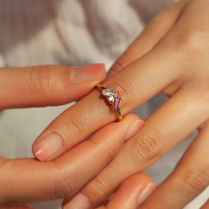 Personalized Square Shaped Birthstone Ring