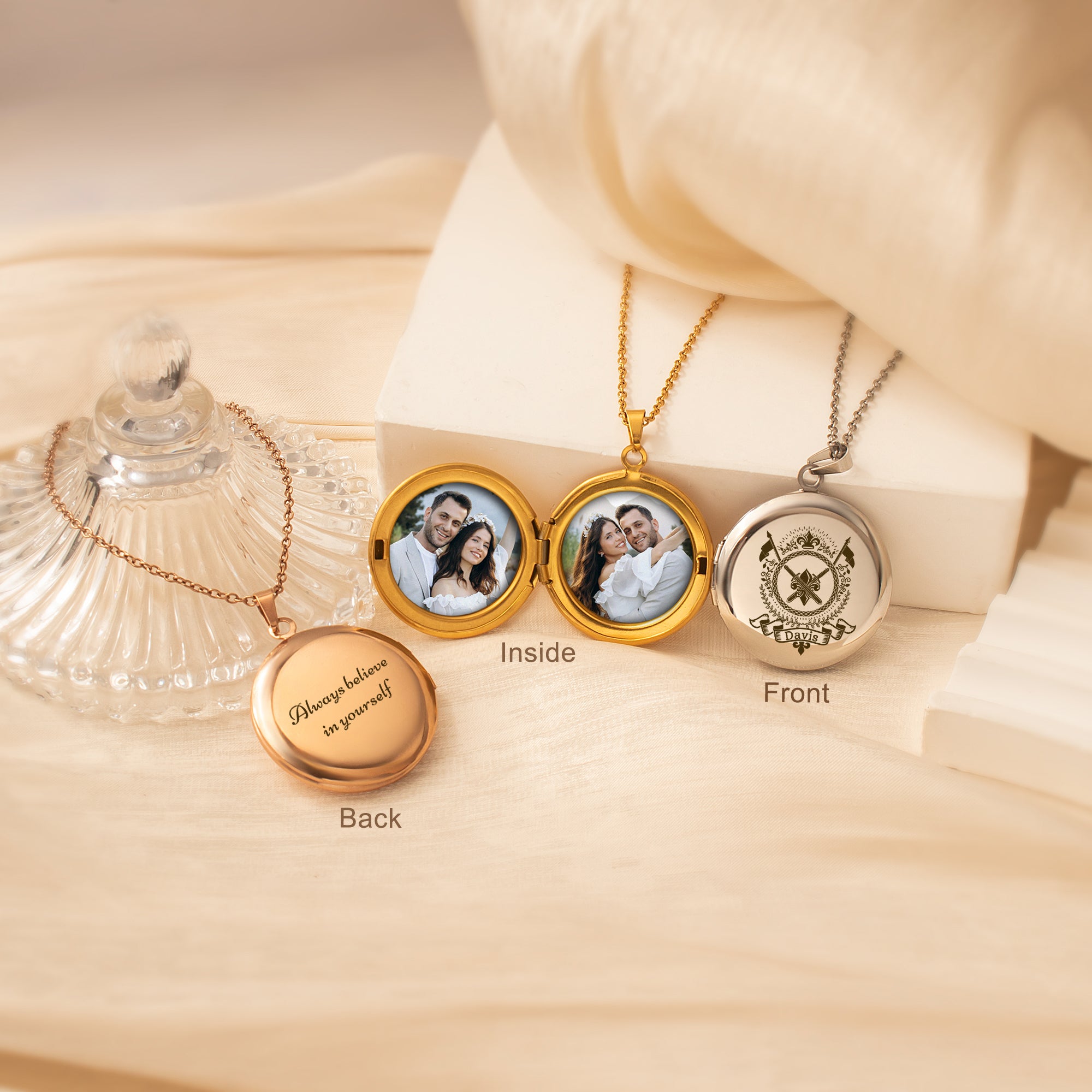 Round Logo Emblem Photo Locket Necklace