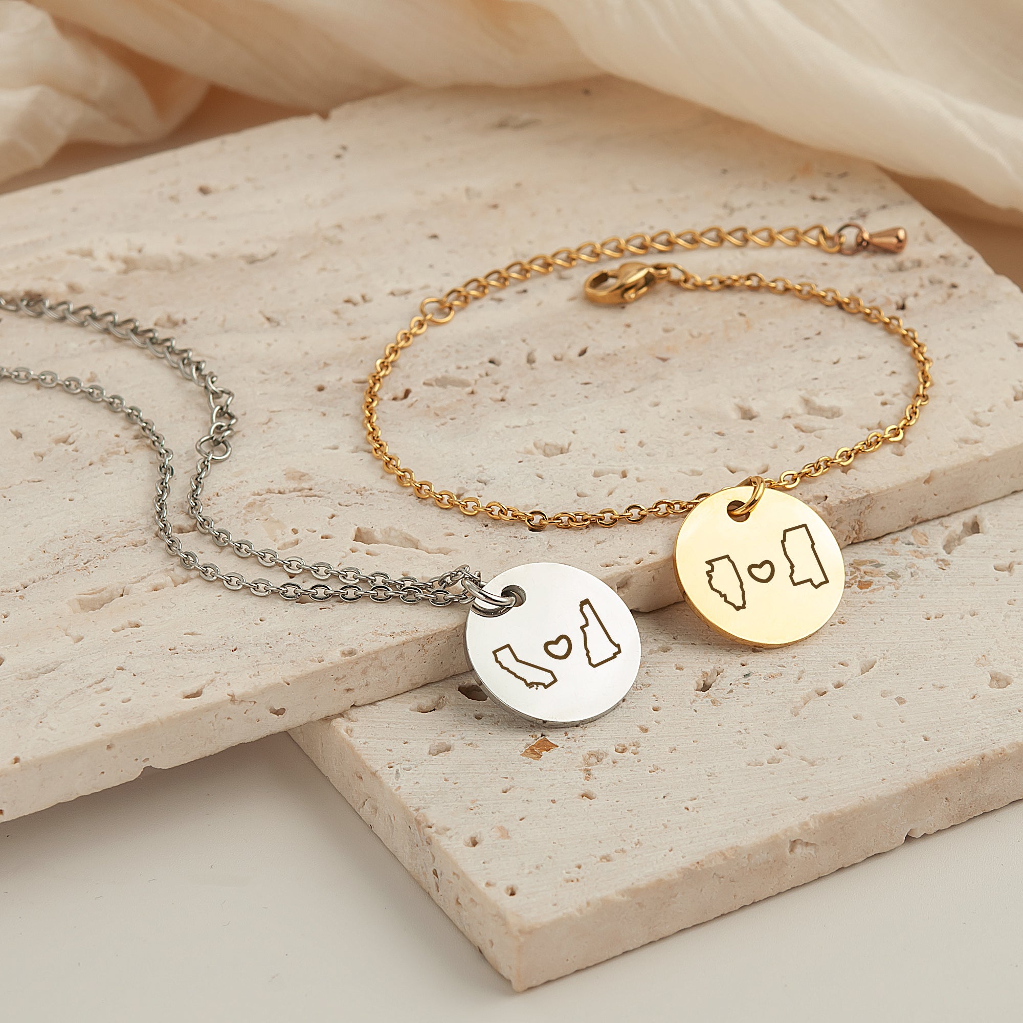 Long Distance State Charm Bracelet