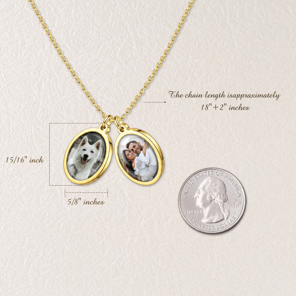 Oval Photo Necklace with Glass Dome Cab