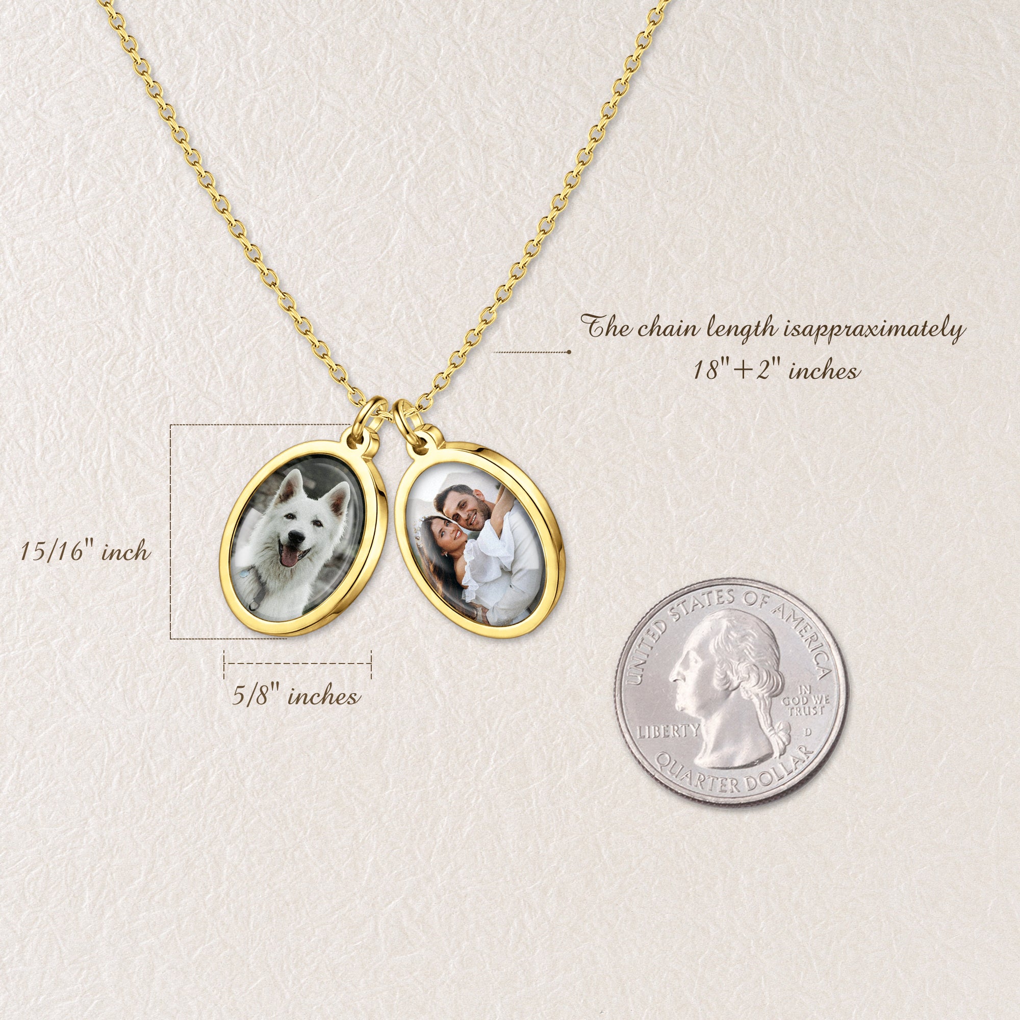 Oval Photo Necklace with Glass Dome Cab