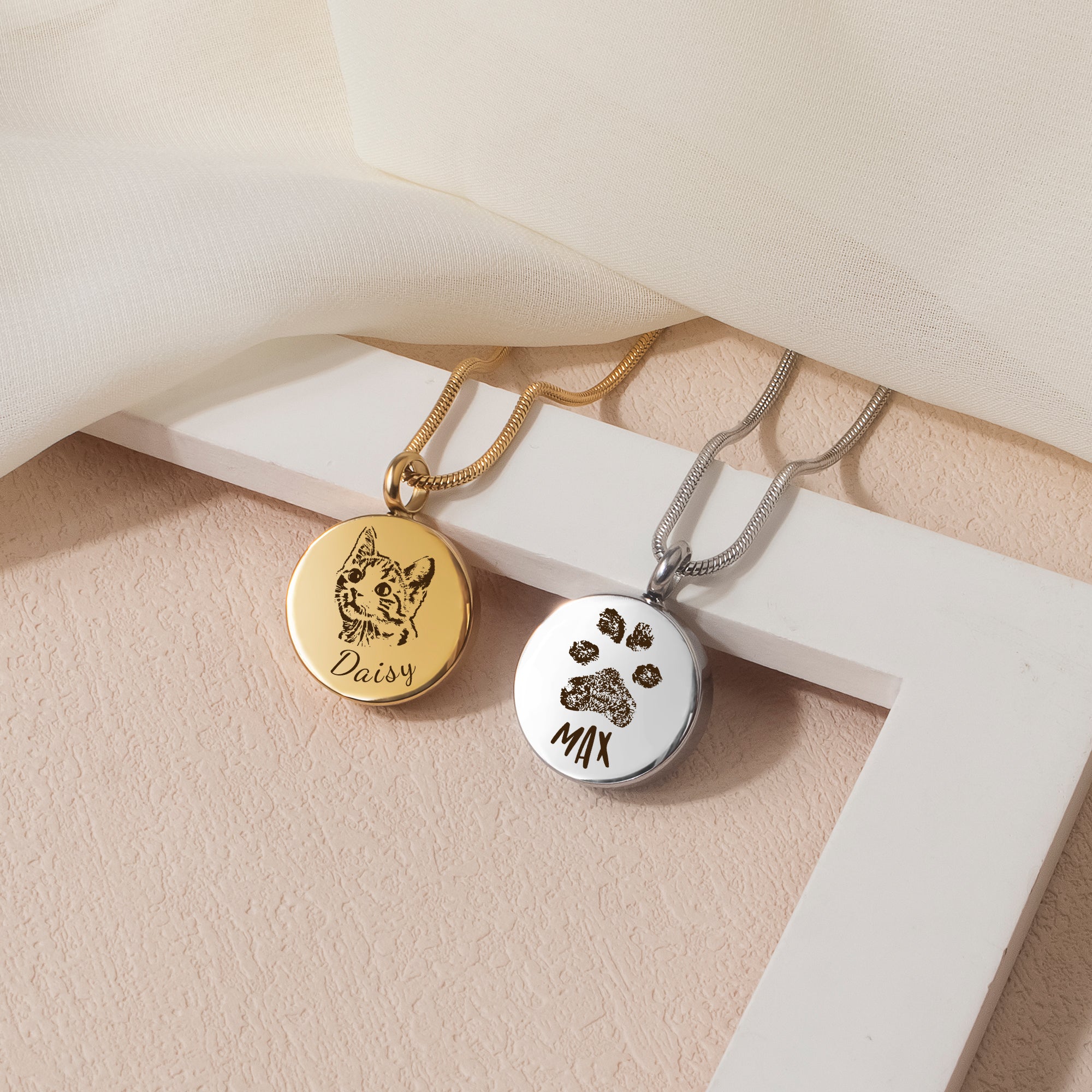 Pet Portrait Round Memorial Necklace