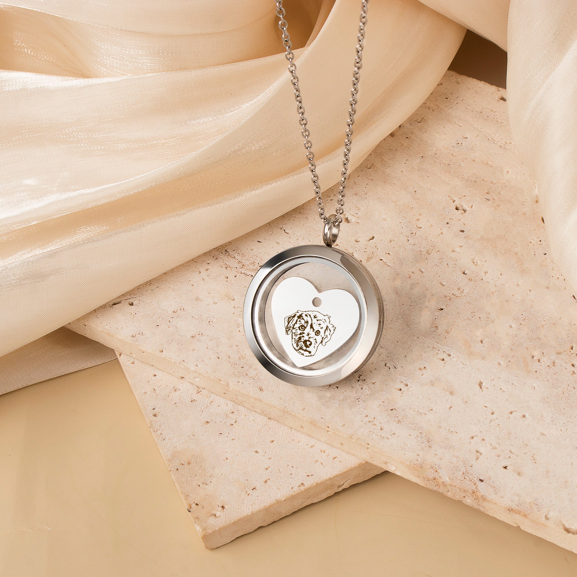 Pet Portrait Charm Locket Necklace