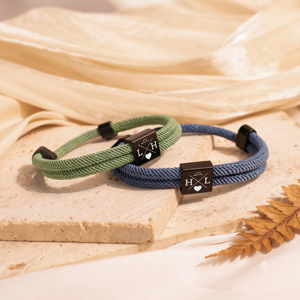 Custom Engraved Men's Adjustable Rope Bracelet