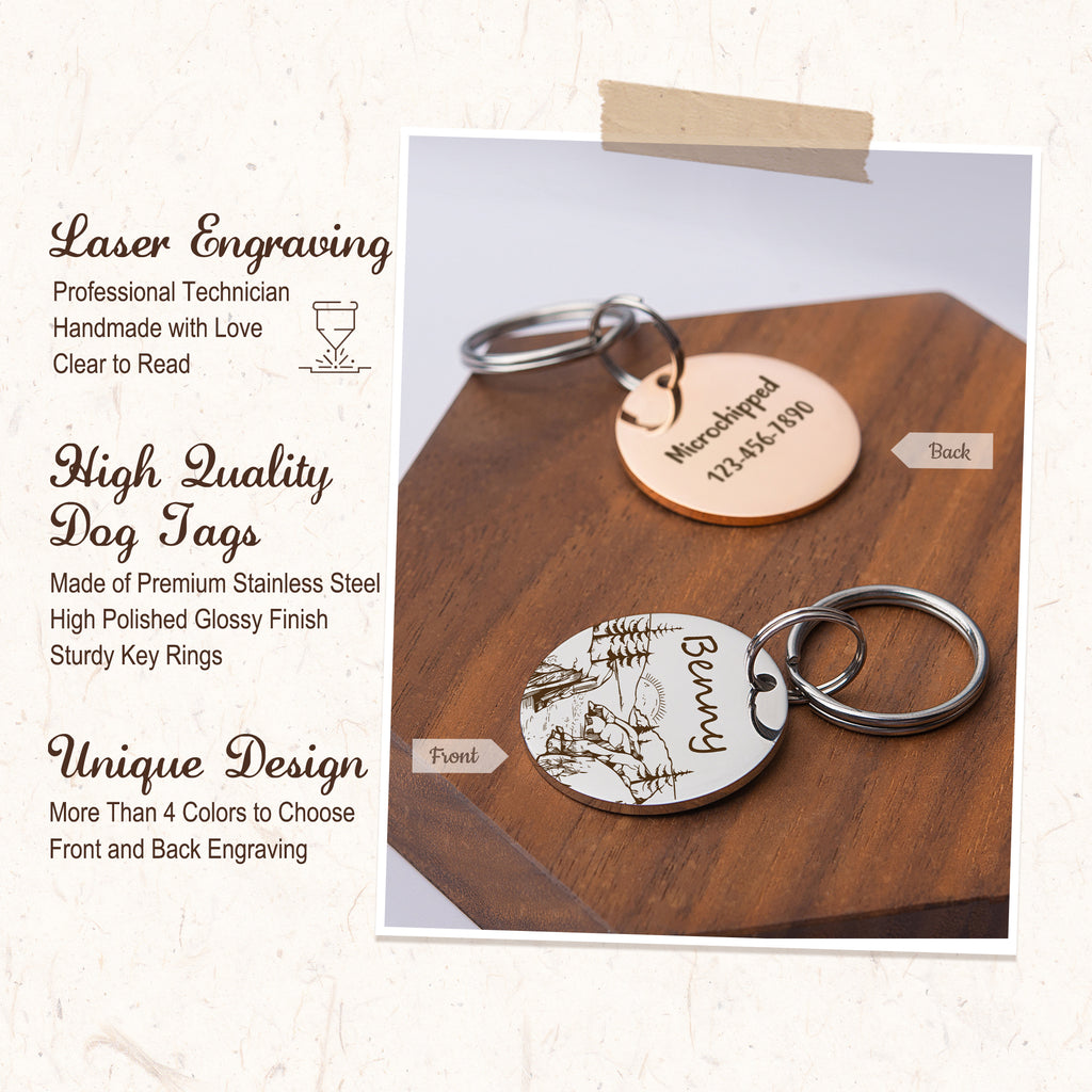 Mountain Sunrise Round Pet ID Dog Tag