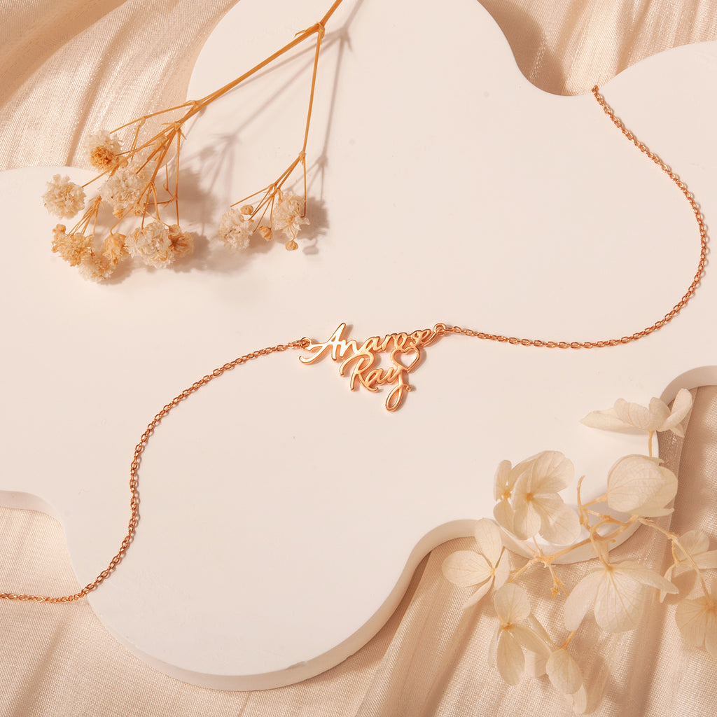 Couple's Name Necklace With Heart