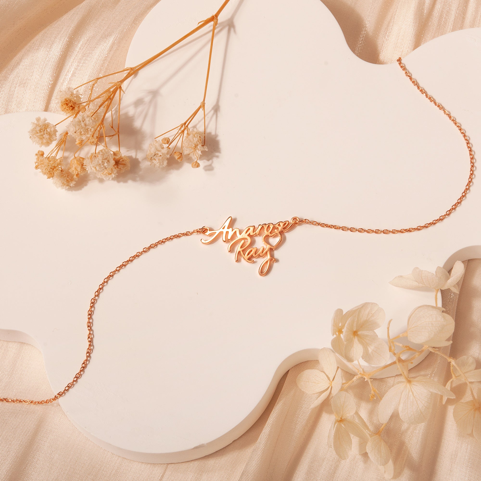 Couple's Name Necklace With Heart