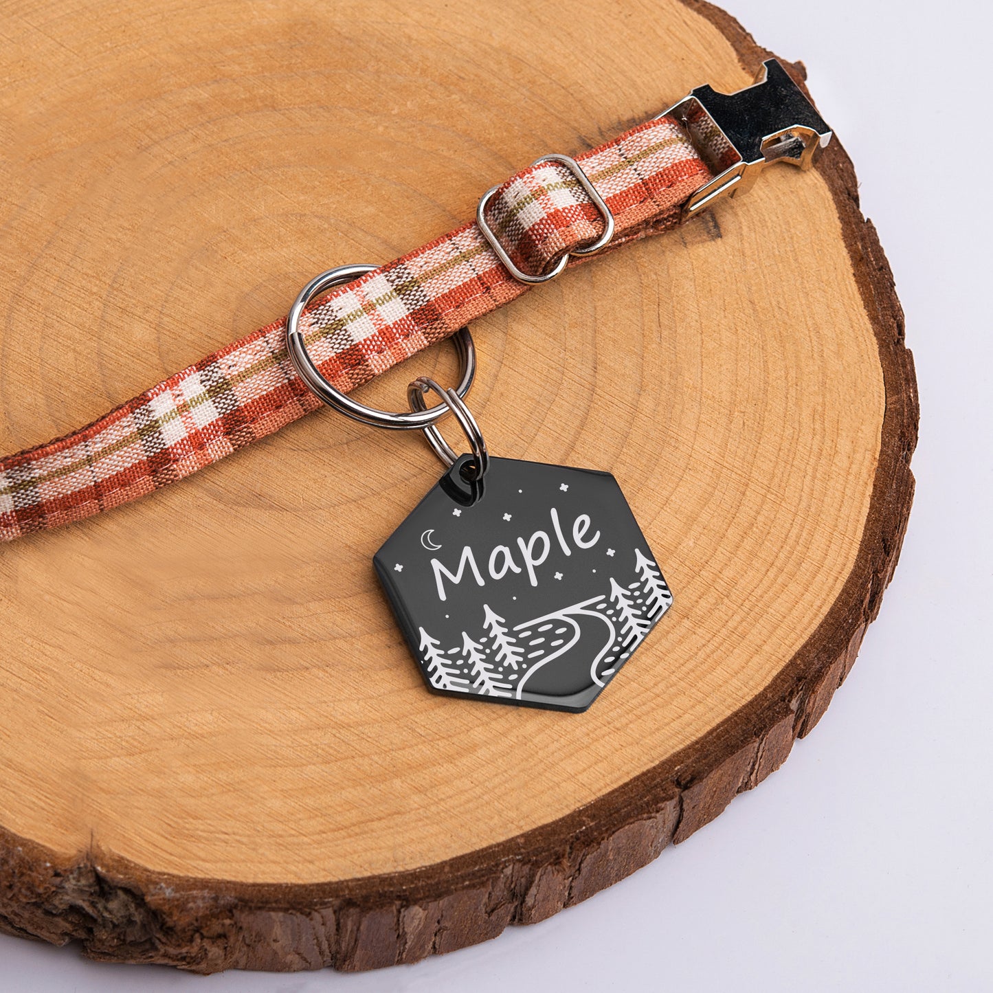 Personalized Horizon Line Road Hexagon Shaped Pet ID Dog Tag for Cat or Dog