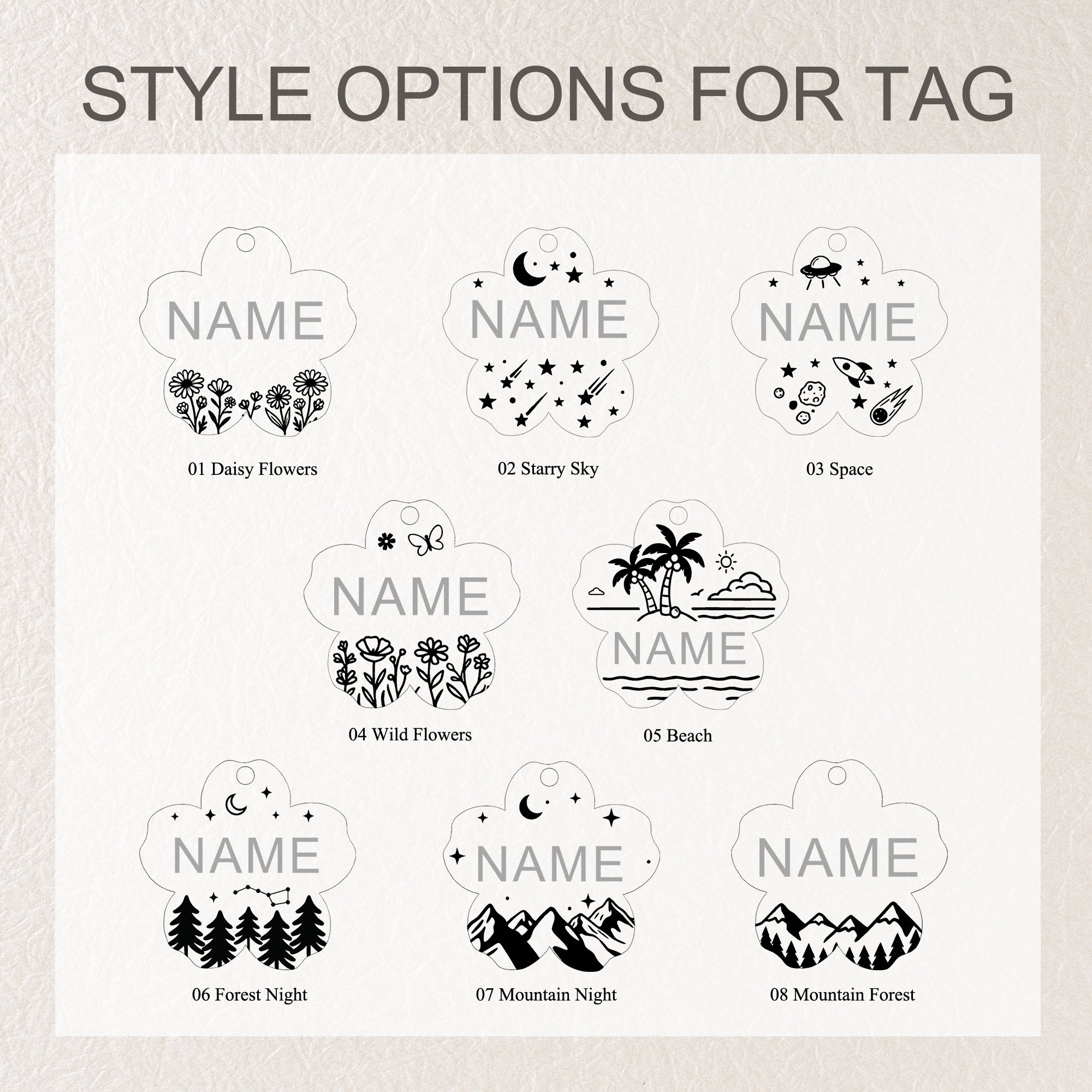 Personalized Cherry Blossom Stainless Steel Pet ID Tag