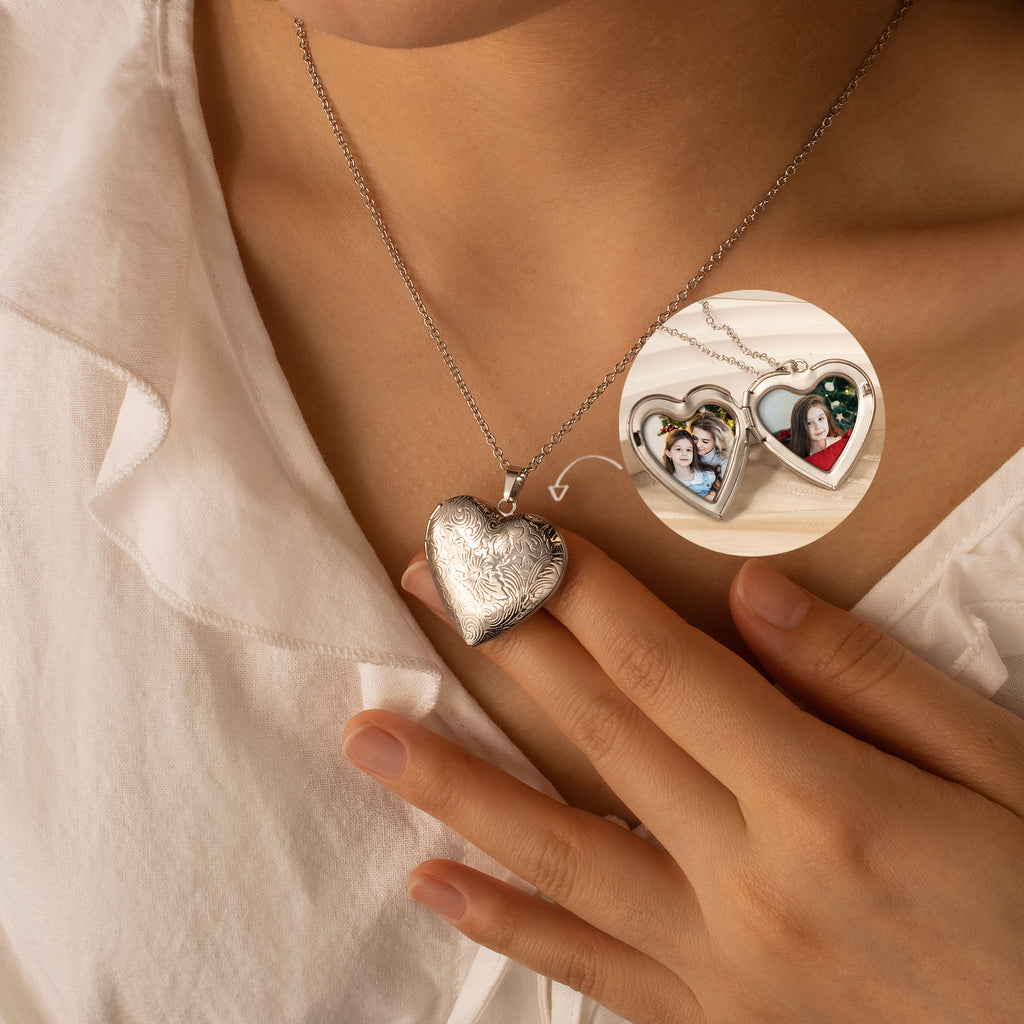 Wave Photo Heart Locket