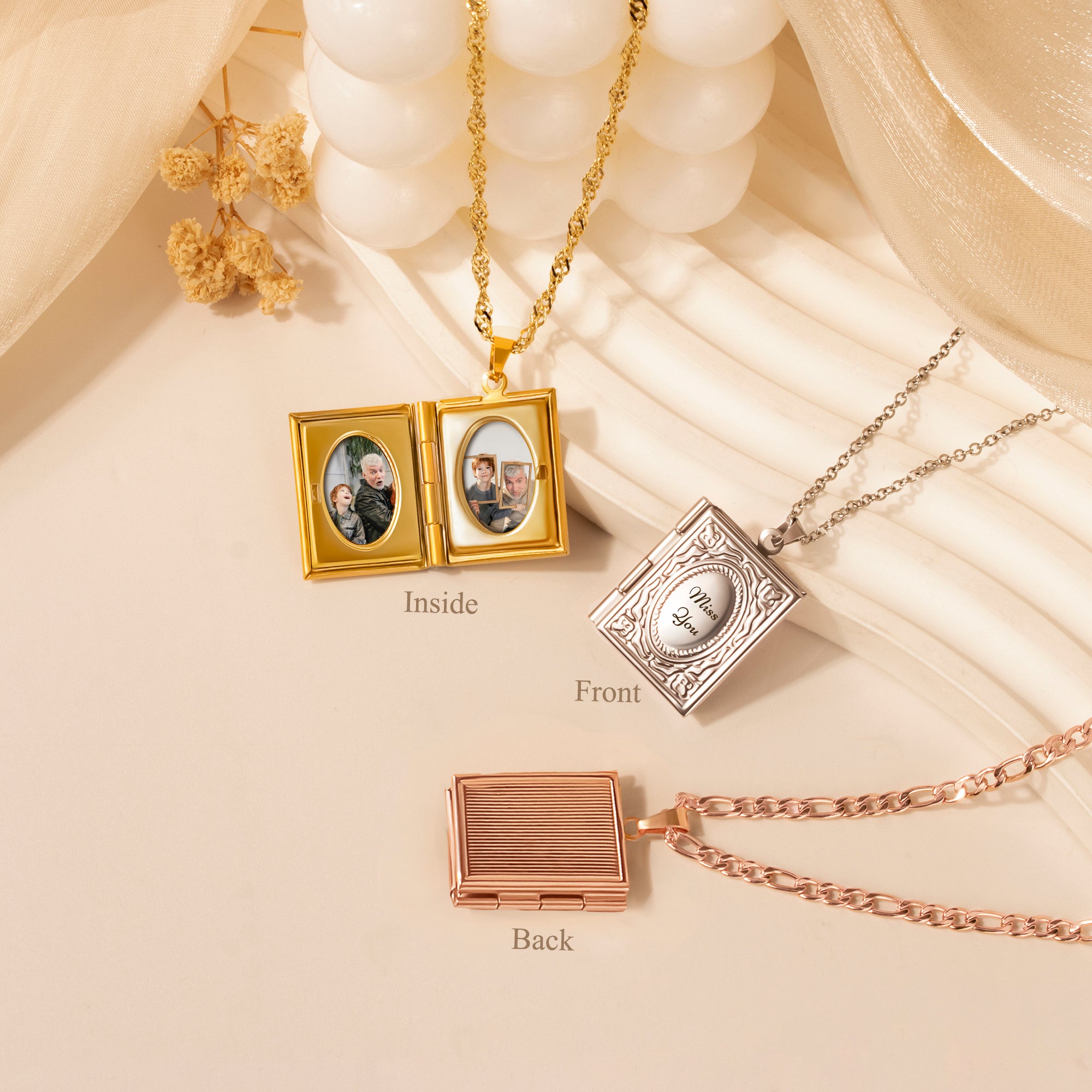 18K Gold Vintage Square Locket Necklace