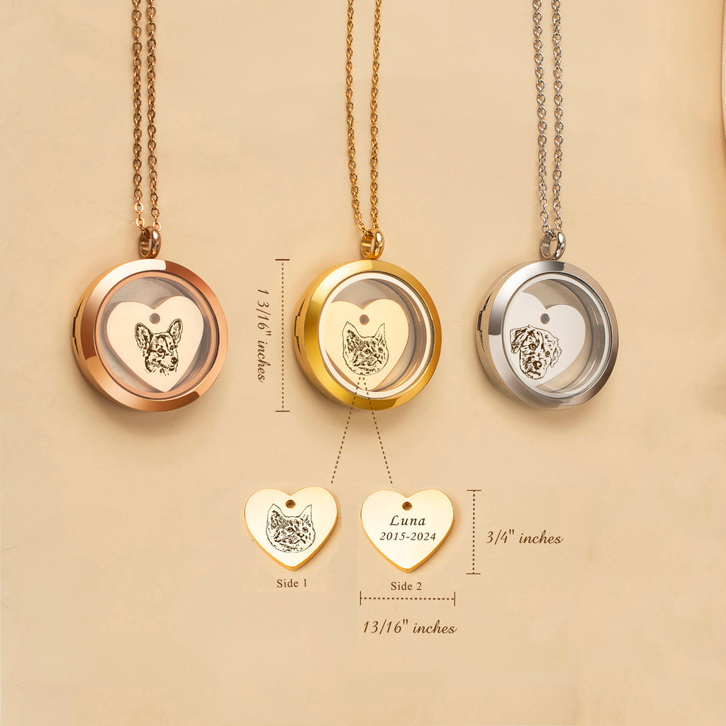 Pet Portrait Charm Locket Necklace