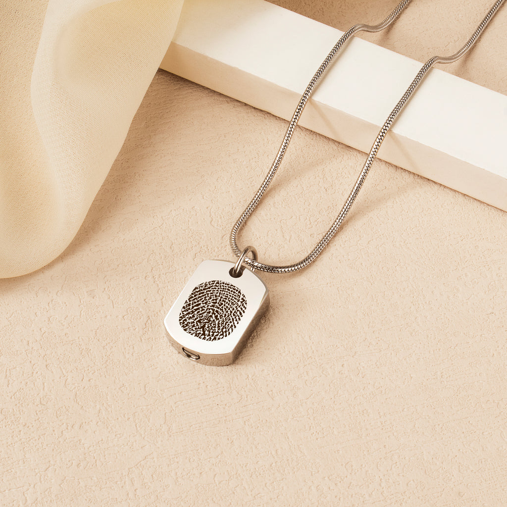 Fingerprint Memorial Dog Tag Necklace