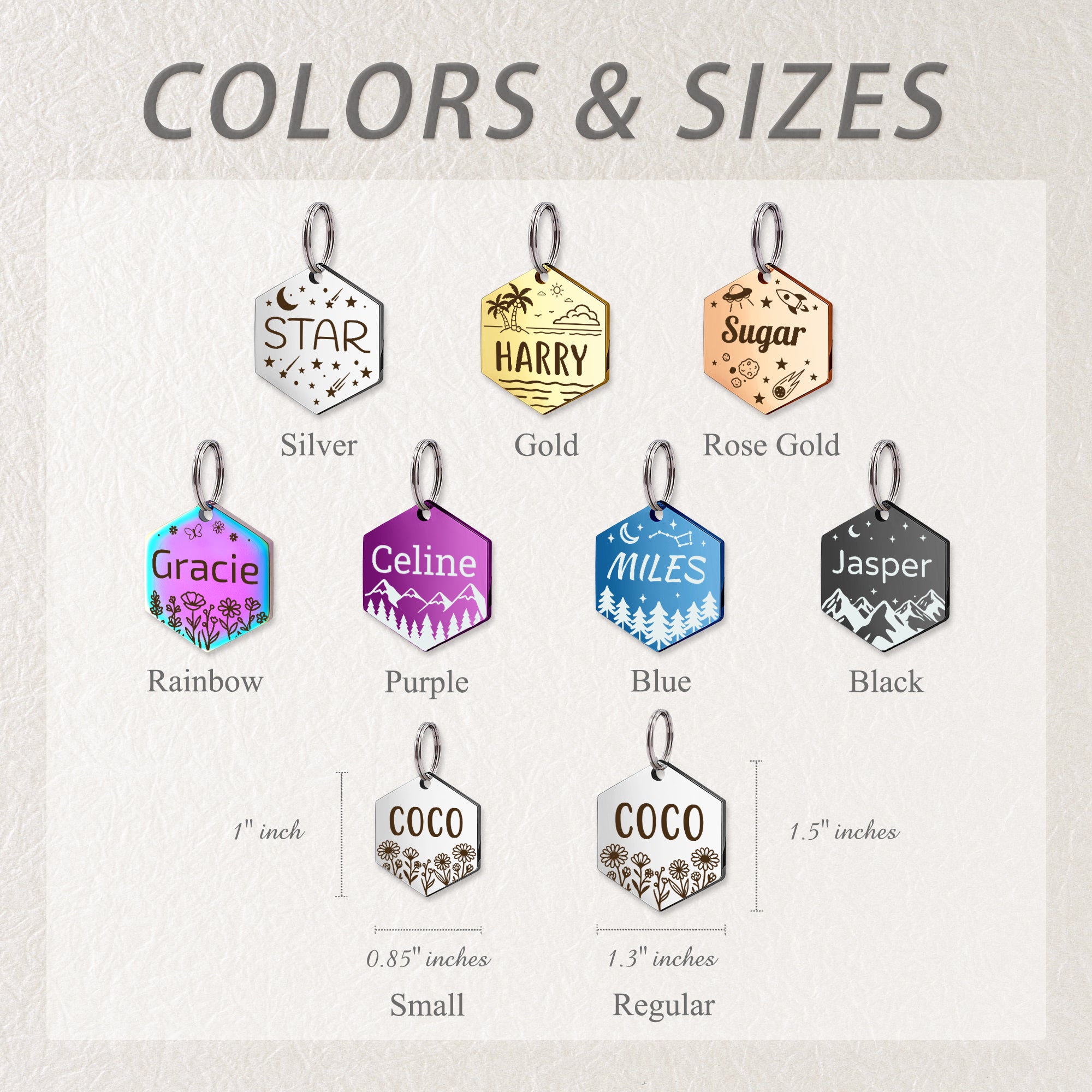 Personalized Hexagon Stainless Steel Pet ID Tag