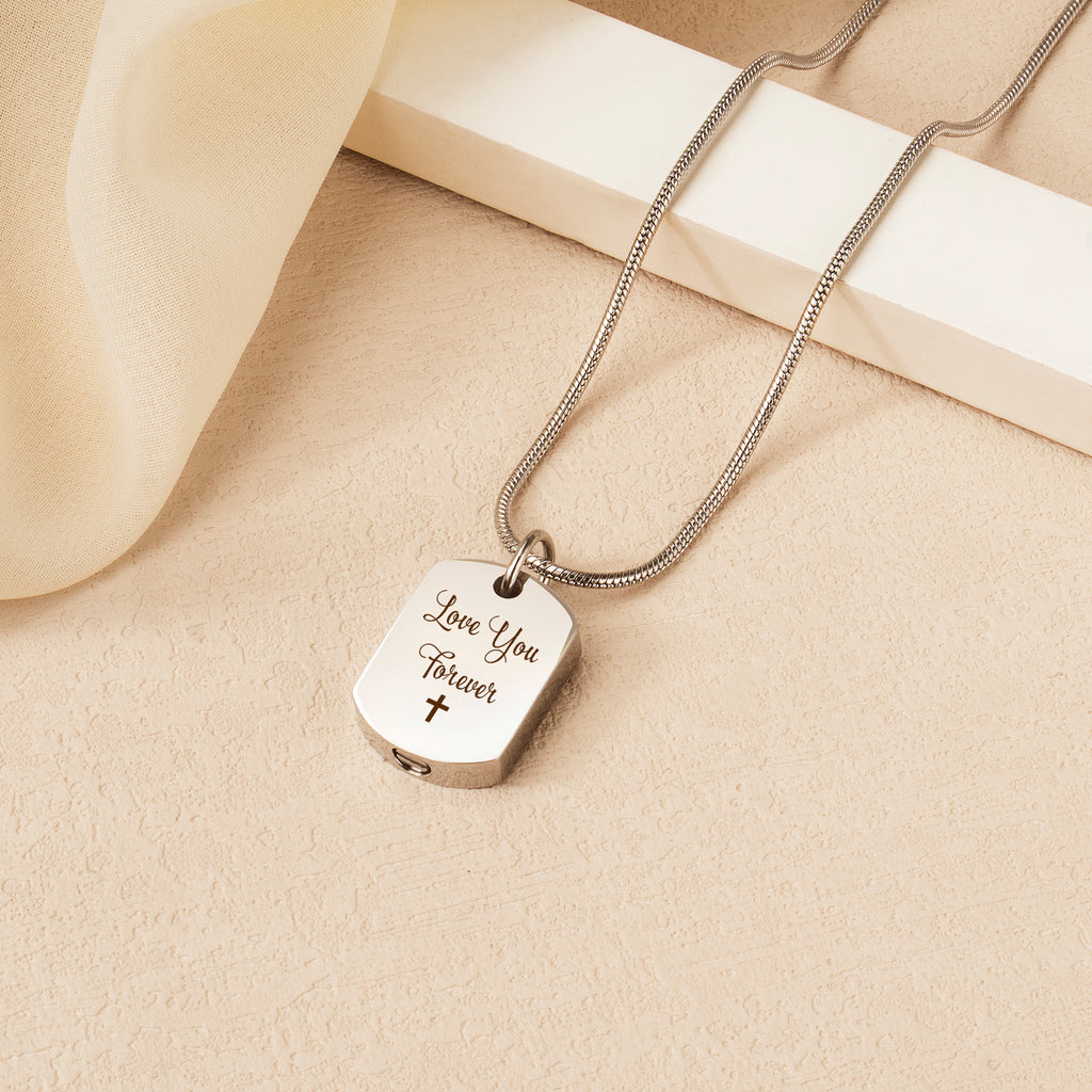 Stainless Steel Memorial Dog Tag Urn Necklace