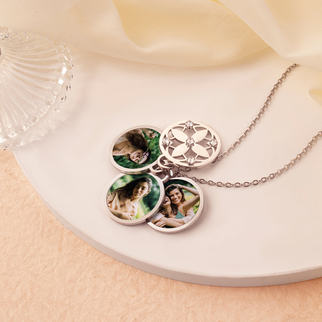 Four Leaf Photo Necklace
