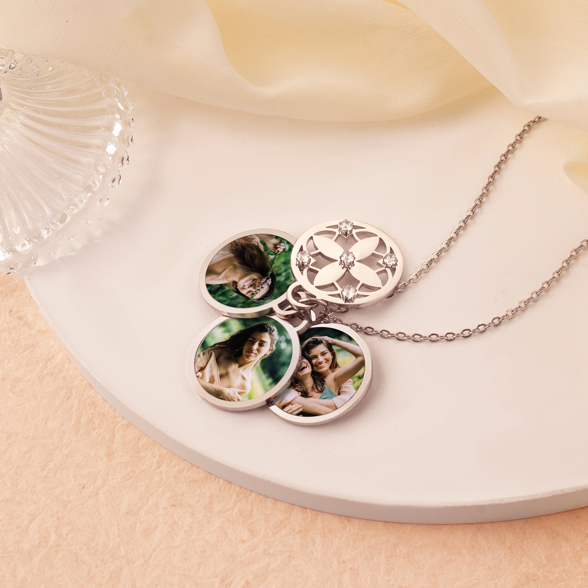 Four Leaf Photo Necklace
