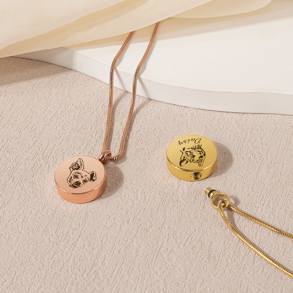 Pet Portrait Round Memorial Necklace