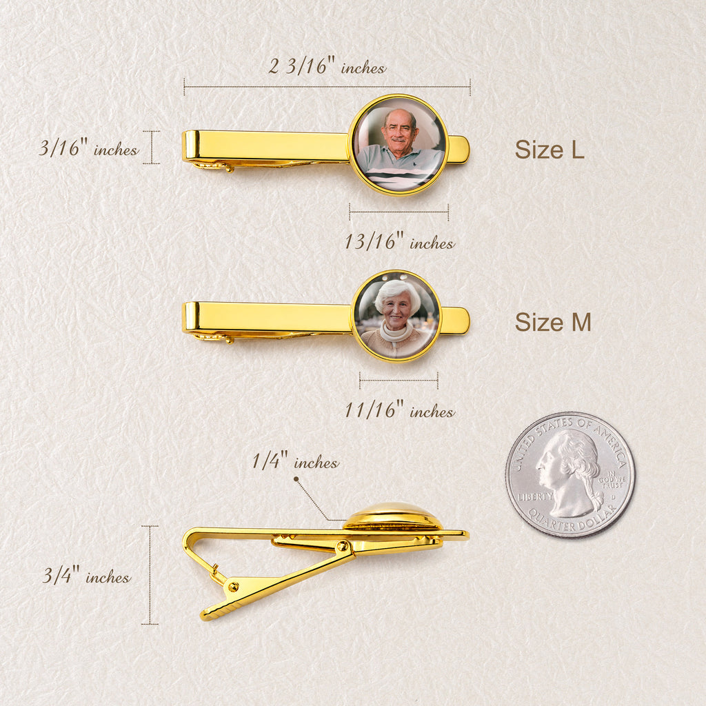 Round Memorial Tie Clip with Glass Dome Cab