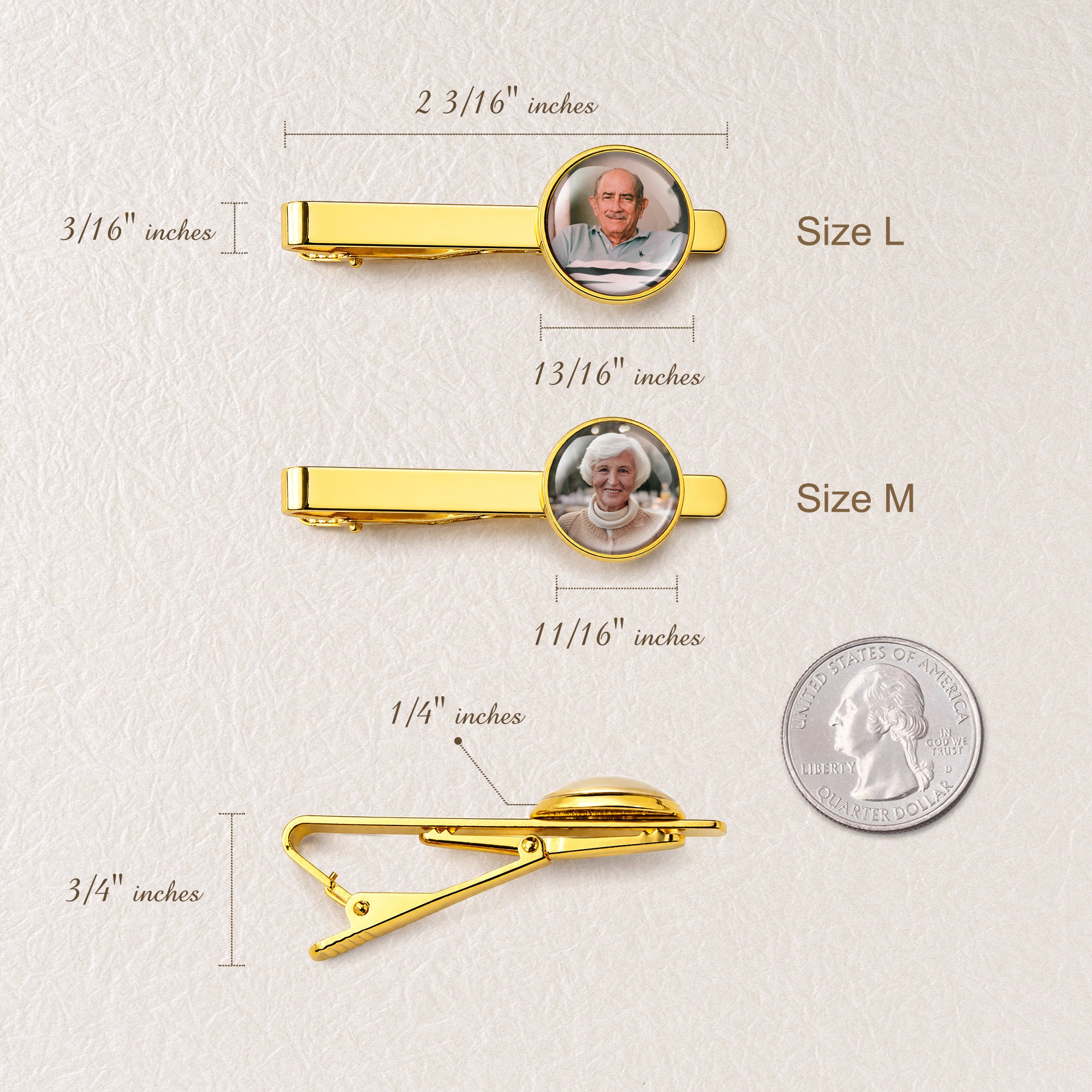 Round Memorial Tie Clip with Glass Dome Cab